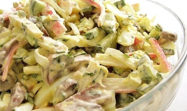 салат крабовые палочки и шампиньоны салат крабовые палочки и шампиньоны
